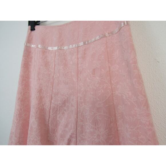 Hardy Amies London USA 4 Jacquard Baby Pink Skirt Ruffles  Vintage VTG - Picture 3 of 8